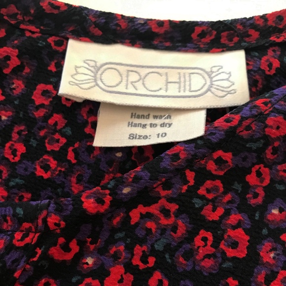 VINTAGE ORCHID Red & Navy Floral Skirt and Top Set Size 10 - Picture 5 of 6